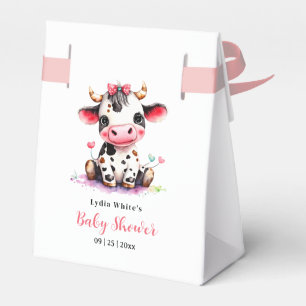 Cow Baby Shower Minimalist Pink Girl baby shower Favour Box