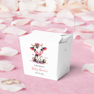 Cow Baby Shower Minimalist Pink Girl baby shower Favour Box