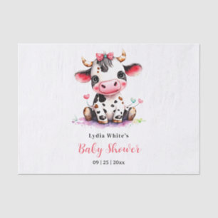 Cow Baby Shower Minimalist Pink Girl baby shower Tissue Paper