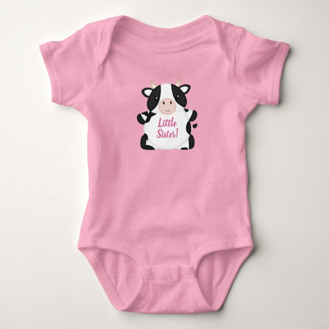 Cow Baby Shower Pink Baby Bodysuit (Front)