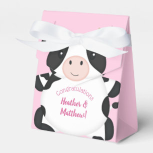 Cow Baby Shower Pink Favour Box