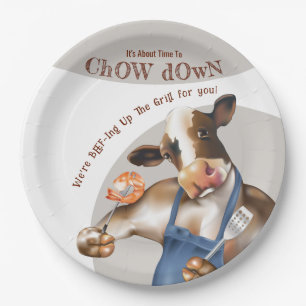 Cow Barbecue Shrimp Party Paper Plate