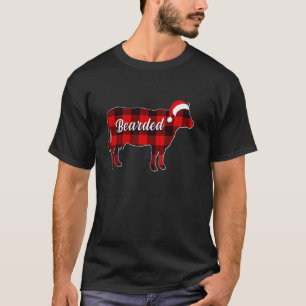 Cow Bearded Pajama Red Plaid Cow Christmas Farmer T-Shirt