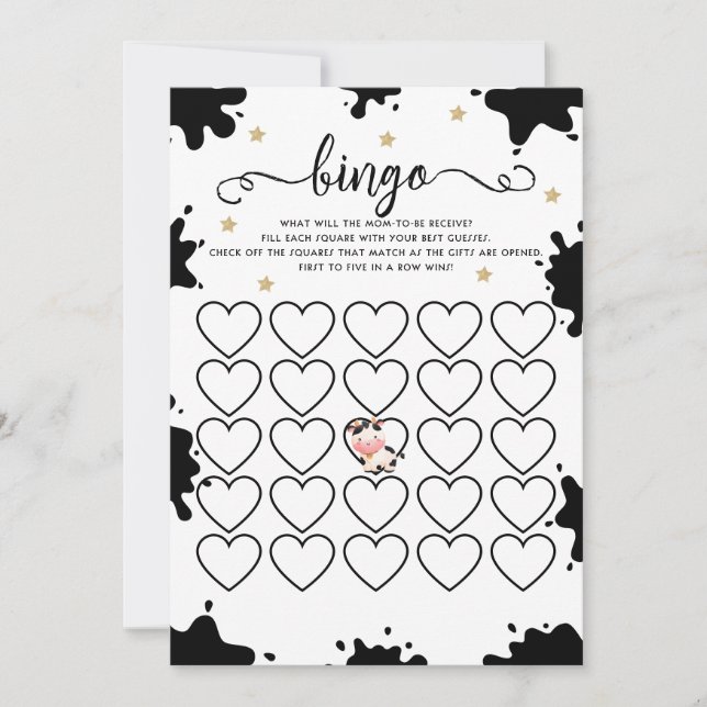 Cow Bingo Baby Shower Game Card (Front)
