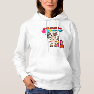 Cow Birthday Balloon Theme Cattleman Farmer Cute B Hoodie