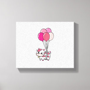 Cow Birthday Balloon Theme Party Farmer Bday Cattl Canvas Print