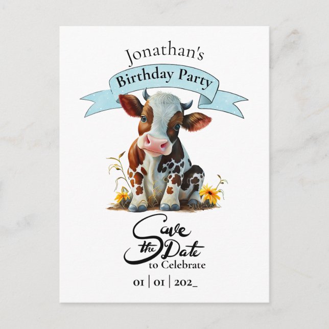 Cow Birthday Boy Postcard (Front)