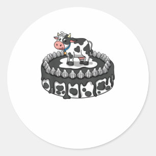 Cow Birthday Cake Theme Party Farmer Bday Cattlema Classic Round Sticker