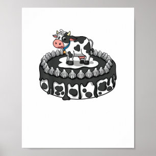 Cow Birthday Cake Theme Party Farmer Bday Cattlema Poster