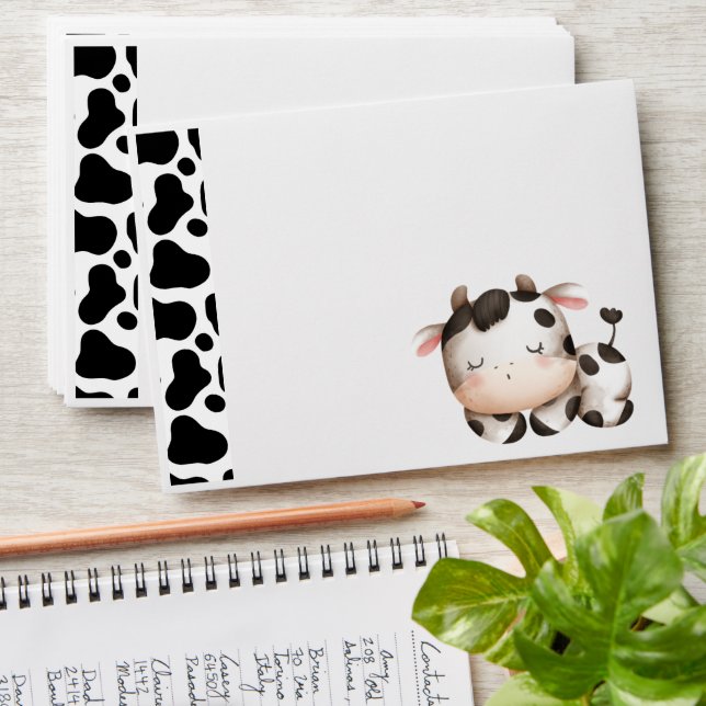 cow birthday cow print  envelope (Stacked)