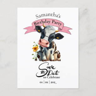 Cow Birthday Girl Postcard