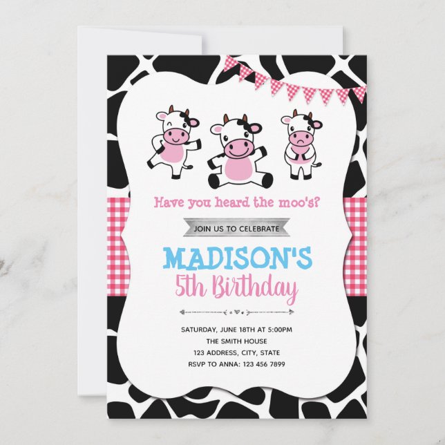 Cow Birthday Invitation (Front)