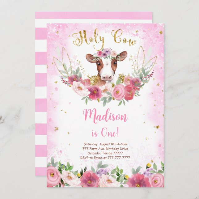 Cow Birthday Invitation (Front/Back)