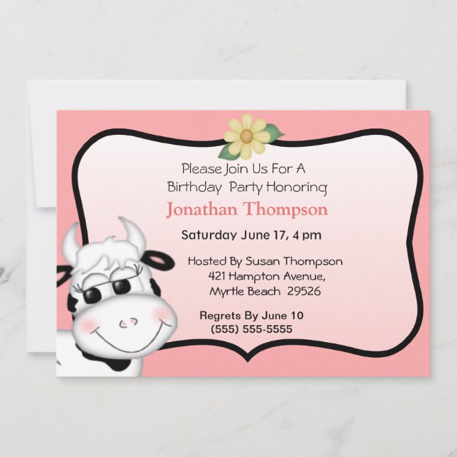 Cow  Birthday Invitation (Front)