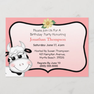Cow Birthday Invitation