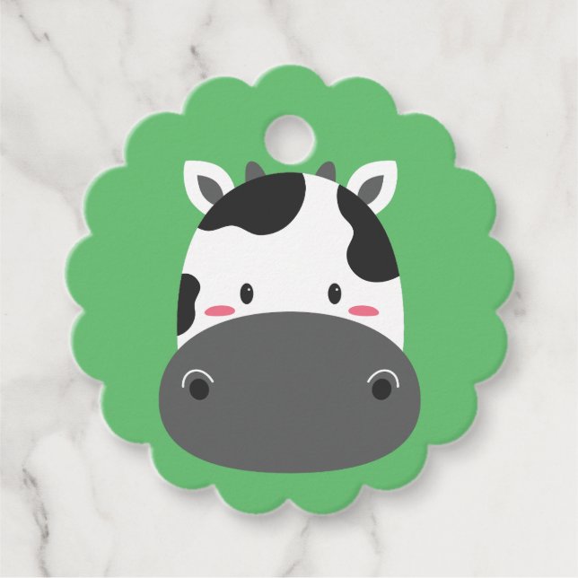 Cow Birthday Kids Art Favour Tags (Front)