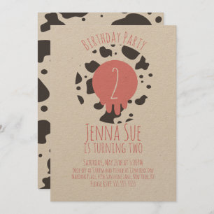 Cow Birthday Party Animal Print Pattern Any Age Invitation