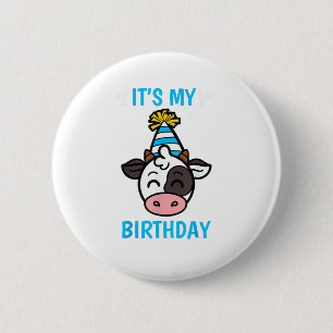Cow Birthday Party Hat Cattleman Farmer Bday Theme 6 Cm Round Badge