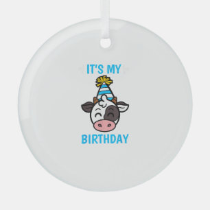 Cow Birthday Party Hat Cattleman Farmer Bday Theme Glass Tree Decoration