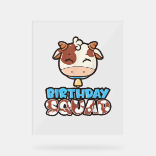 Cow Birthday Squad Cattleman Farmer Bday Theme Par Acrylic Sign
