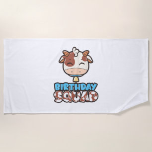 Cow Birthday Squad Cattleman Farmer Bday Theme Par Beach Towel