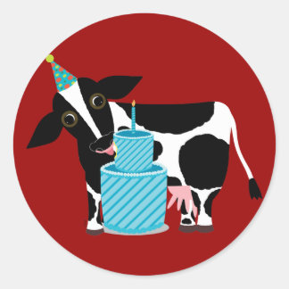 Cow Birthday Stickers Funny