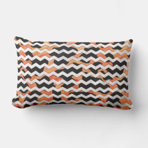 Cow Black and Orange Chevron Print Lumbar Cushion