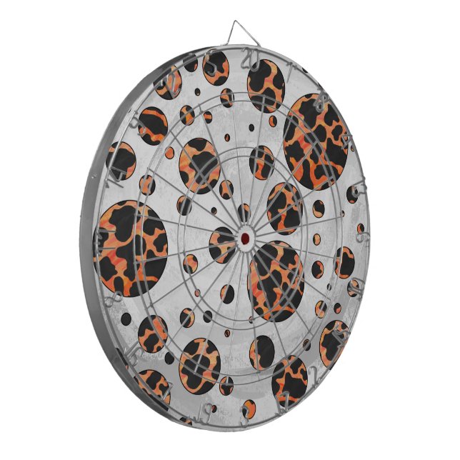 Cow Black and Orange Polka Dot Print Dartboard (Front Left)