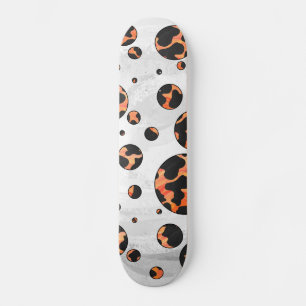 Cow Black and Orange Polka Dot Print Skateboard