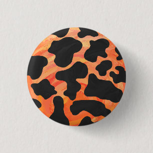 Cow Black and Orange Print 3 Cm Round Badge