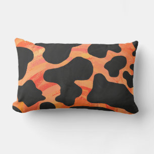 Cow Black and Orange Print Lumbar Cushion