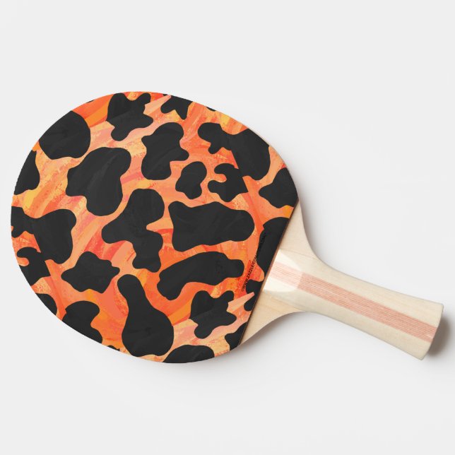 Cow Black and Orange Print Ping Pong Paddle (Side)