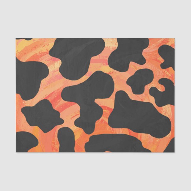 Cow Black and Orange Print Tissue Paper (Front)