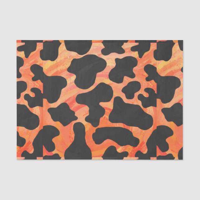Cow Black and Orange Print Tissue Paper (Front)
