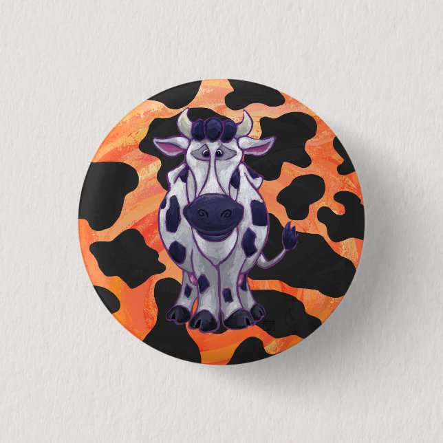 Cow Black and Orange Wild Me 3 Cm Round Badge (Front)