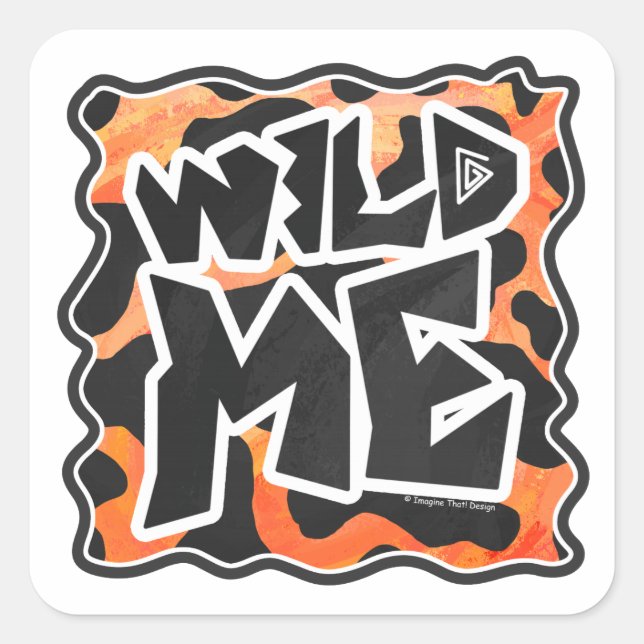 Cow Black and Orange Wild Me Square Sticker (Front)