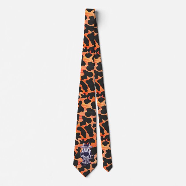 Cow Black and Orange Wild Me Tie (Front)