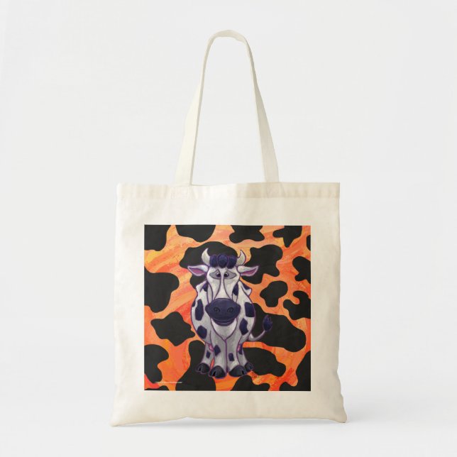 Cow Black and Orange Wild Me Tote Bag (Front)