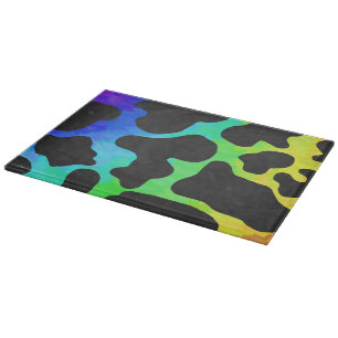 Cow Black and Rainbow Gifts Cutting Board