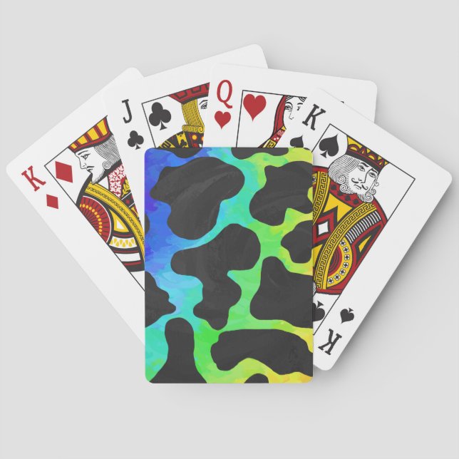 Cow Black and Rainbow Gifts Playing Cards (Back)