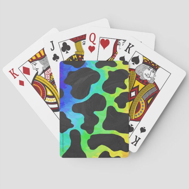 Cow Black and Rainbow Gifts Playing Cards (Back)