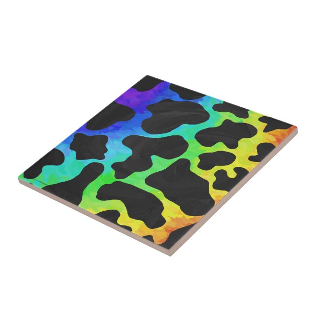 Cow Black and Rainbow Gifts Tile (Side)