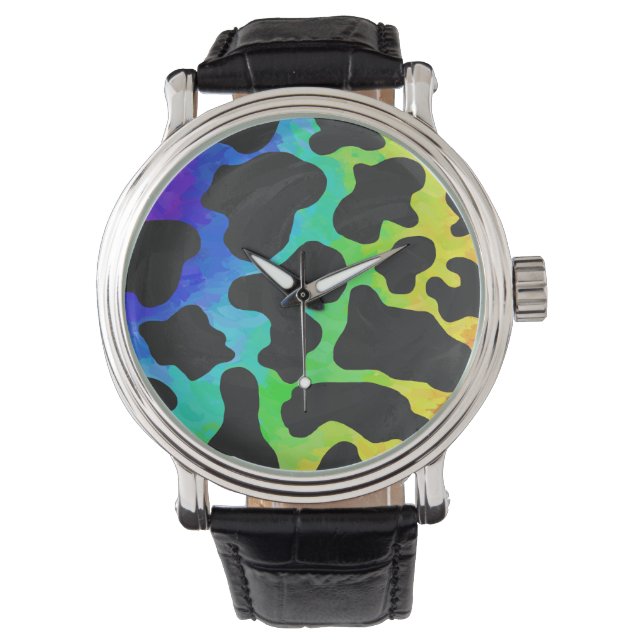 Cow Black and Rainbow Gifts Watch (Front)