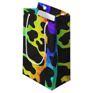 Cow Black and Rainbow Print Small Gift Bag