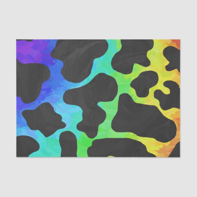 Cow Black and Rainbow Stuff Tissue Paper (Front)
