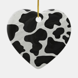 Cow Black and White Print Ceramic Tree Decoration