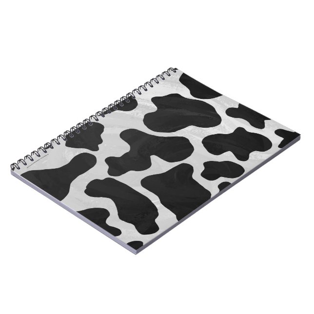 Cow Black and White Print Spiral Notebook (Left Side)