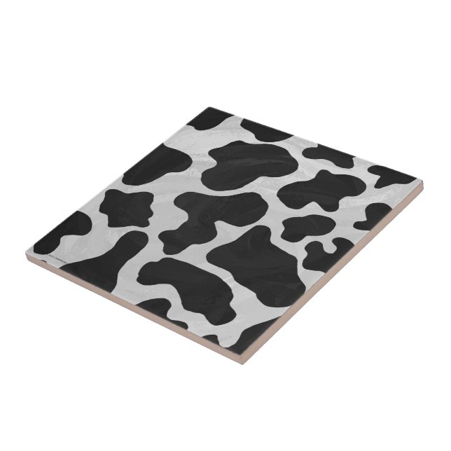 Cow Black and White Print Tile (Side)