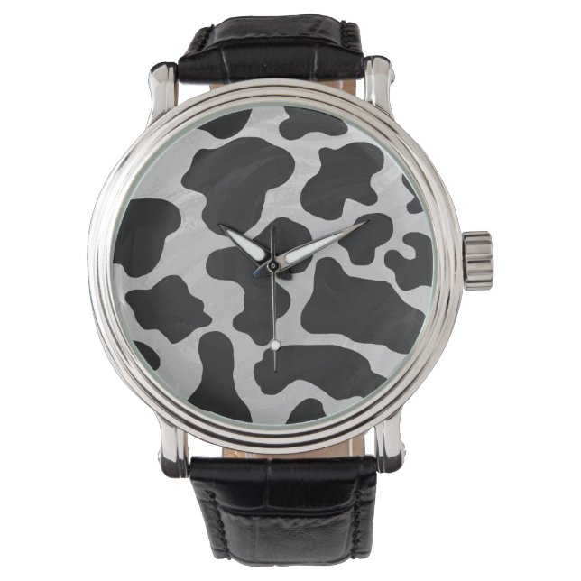 Cow Black and White Print Watch (Front)