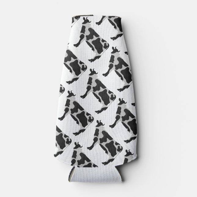 Cow Black and White Silhouette Bottle Cooler (Front)